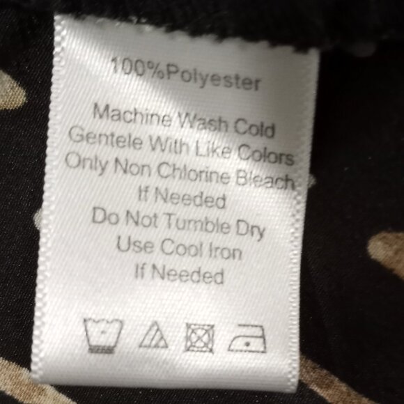 LARK & RO BLACK|BEIGE PRINT RUFFLE EDGED WRAP MIDI DRESS WOMEN SIZE M - Picture 2 of 9